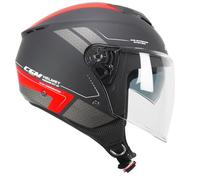 CGM Casco de Cara Abierta, 126 G IPER City, Color Negro, Rojo Mate, XS (53-54 cm)