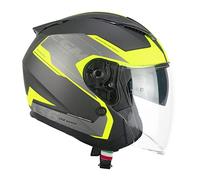 CGM Casco de Cara Abierta, 136S DNA Apache Grafito, Amarillo neón Mate, XXXL (64-65 cm)