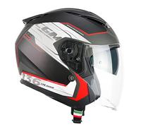 CGM Casco de Cara Abierta, 136S DNA Apache Negro Rojo Mate, S (55-56 cm)