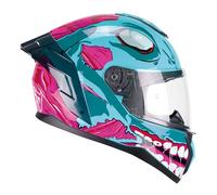 CGM Casco de Cara Completa, 330U Riot Undead, Azul y Rosa, M (57-58 cm)