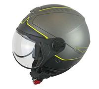 CGM Casco demi jet con visera moldeada, 107G Florence Way, antracita amarillo neón satinado, XXS (51-52 cm)
