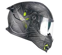 CGM Casco Full Face 363S Shot NIPPO Negro Amarillo neón Mate, L (59-60 cm)