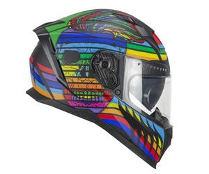 CGM Casco Integral 311X Blast Skull Negro, Azul, Rojo Mate, L (59 cm)
