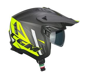 CGM Casco Jet, 155X Rush Sprint, Grafito Amarillo Fluo Mate, M (57-58cm)
