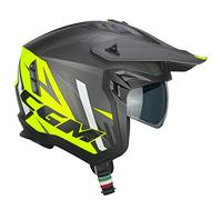 CGM Casco Jet, 155X Rush Sprint, Grafito Amarillo Fluo Mate, XXL (61cm)