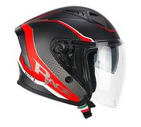 CGM Casco Open Face, 127G Deep Race Grafito Rojo Mate, L (59cm)
