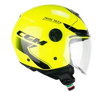 CGM Casco Open Face, 167X FLO Tech Amarillo neón Negro Largo, XXS (51-52cm)