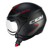 CGM Casco Open Face 167X FLO Tech Negro Rojo Mate Moldeado XL (60cm)