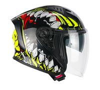 CGM Deep Casco Jet, Adultos Unisex, Negro y Amarillo Fluorescente, M (57-58cm)