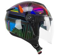 CGM Iper Casco Jet, Adultos Unisex, Grafito Verde Fucsia, M (57-58cm)