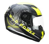 CGM Lucky Casco Integral, Unisex niños, Negro Matte Fluor Yellow, YL (51-52cm)