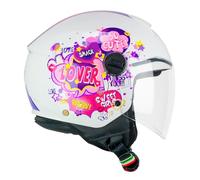 CGM Mini Casco Jet, Unisex niños, Fucsia Blanco, YXL (53-54cm)