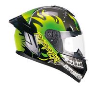 CGM Riot Casco Integral, Adultos Unisex, Negro Verde Amarillo Neón, XXL(61cm)