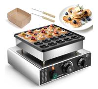 CGOLDENWALL 25 PCS Máquina para Hacer Panqueques Holandesa, con Revestimiento Antiadherente, Temporizador y Temperatura Ajustable, Mini Panqueques Eléctricos para Tortitas, Dorayaki y Poffertjes