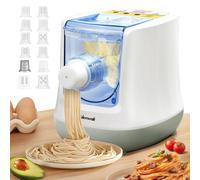 CGOLDENWALL Automática Máquina de Pasta Eléctrica, Control Digital con 12 Discos de Forma para Fideos Caseros, Espaguetis, Fettucine y Penne, Hasta 650g de Harina, Blanca, 260w
