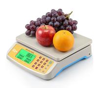 CGOLDENWALL Báscula para Alimentos Digital - Balanza Comercial con Cálculo de Precios, 21,5cm x 24cm Plataforma, Pantalla LCD, Conversión KG/LB/OZ y Doble Alimentación, para Tienda, Panadería y Hogar