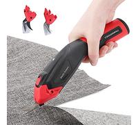 CGOLDENWALL Cortador de Tela Eléctrico 4V Universal: Cuchilla Afilada, 2 Cuchillas Repuesto, Enfriamiento, Curvas/Líneas, Ligero, Carga Rápida, Max. 6mm, para Papel/Cartón/Alfombra/Cuero/Fieltro