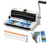 CGOLDENWALL Encuadernadora Espiral Metalica, 34 Agujeros, Perforadora de 16 Hojas (80g), Encuadernadora de 120 Hojas, Paso 3:1, Máquina de Encuadernación Wire con Kit Inicial, para Oficina, Escuela,A4