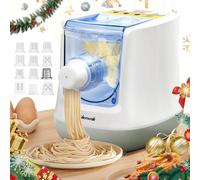 CGOLDENWALL Máquina de Pasta Eléctrica 260W, Automática Pasta Maker, con 12 Moldes para Fresca Fideos, Espaguetis, Fettucine y Penne, Capacidad 650g, Funcionamiento con Botón, Blanco