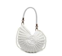 CGRSDSD bolsa de conchas Bolso de concha tejido a mano for mujer, bandolera tipo mensajero con cadena de perlas, bolso de compras for las fiestas.(White)