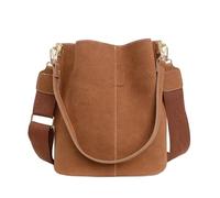 CGRSDSD Bolsos De Ante Bolso tipo cubo Vintage for mujer, bandolera de cuero de gran capacidad con asa, bolsos salvajes(Brown)