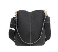 CGRSDSD Bolsos De Ante Bolso tipo cubo Vintage for mujer, bandolera de cuero de gran capacidad con asa, bolsos salvajes(Black)