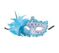 CGRSDSD MáScara Mascarada Máscara de mascarada con diamantes de imitación de plumas, flor de encaje, media cara, flor de plumas for pareja, fiesta de baile de máscaras(Blue)