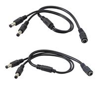CGTime - Cable Divisor de alimentación CC Hembra a Macho (2 Unidades, 1 Hembra a 2 machos, 5,5 mm x 2,1 mm, Cable Divisor para cámaras de Seguridad CCTV, Aparcamiento)