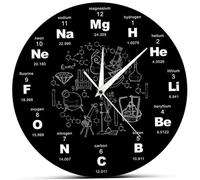 CGTQROVR Reloj de Pared Educational Tabla periódica de Elementos Símbolos químicos Silenciosos Regalos de química Creativa de Relojes para el Aula para la Escuela de Origen, 12 Pulgadas