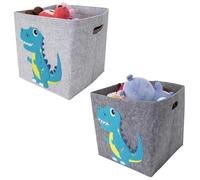 CGUOHU Caja de almacenamiento plegable for niños, organizador juguetes y ropa 33x33cm, caja fieltro grueso con patrón dibujos animados, 10 Uds Para Almacenamiento(Grey,Dark gray 33X33cm)