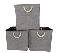 CGUOHU Cesta de almacenamiento lino gran capacidad, cesto ropa plegable for, caja tela Simple, 33x33x33cm, 4 Uds Para Almacenamiento(Gray)