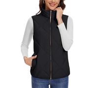 CGUOHU Chaleco Acolchado Mujer Chaleco acolchado for mujer, 4 bolsillos, cuello levantado, chalecos acolchados ligeros, chaqueta sin mangas, chaquetas acolchadas for(Black,XXL)