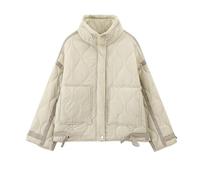 CGUOHU Chaquetas Ligeras Acolchadas Chaqueta acolchada for mujer, abrigo con cordón, cuello alto, cremallera, botón oculto, algodón, otoño e invierno(M)