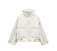 CGUOHU Chaquetas Ligeras Acolchadas Chaqueta acolchada impermeable de algodón for mujer(White,XS)