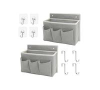 CGUOHU Pack of 2 Wall Organiser Bag Hanging Baskets with Large Mesh Compartment and 3 Pockets Door Space Saving Storage para Almacenamiento(Gray)