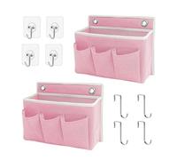 CGUOHU Pack of 2 Wall Organiser Bag Hanging Baskets with Large Mesh Compartment and 3 Pockets Door Space Saving Storage para Almacenamiento(Pink)