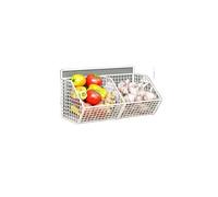 CGUOHU Wall-Mounted Green Onion Ginger Garlic Storage Rack Punch-Free Kitchen Multi-Functional Basket Organizer for Spices Herbs para Almacenamiento(White 2 Grid)