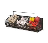CGUOHU Wall-Mounted Multi-Functional Kitchen Organizer - Metal Vegetable, Garlic, and Onion Storage Basket para Almacenamiento(Three Grid 1pc)