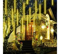 CGUOZI Meteoros Lluvia Luces Luces de Navidad LED Exterior Impermeable IP68 Guirnalda Luces Decoración para Árbol de Navidad Jardín Patio Bodas Fiesta 50cm 8 Tubes 384 LEDS Blanco CáLido