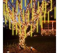 CGUOZI Meteoros Lluvia Luces Luces de Navidad LED Exterior Impermeable IP68 Guirnalda Luces Decoración para Árbol de Navidad Jardín Patio Bodas Fiesta 80cm 8 Tubes 576 LEDS Blanco CáLido