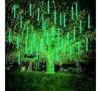 CGUOZI meteoros Lluvia Luces80cm 8 Tubes luces de cadena de LED Falling Rain Drop Carámbano Snow Fall String luces de la prenda impermeable para vacaciones árbol de Navidad Valentine Wedding Verde