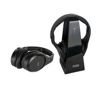 CGV Hel Prelude 2 Duo - Auriculares inalámbricos para TV con Alta fidelidad (Supra-oído, transmisión de Audio Digital (2,4 GHz) con estación de Carga, 30 m de Alcance), Color Negro