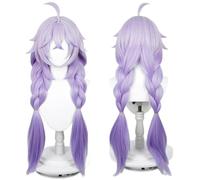 CGVG Honkai Star Rail Cosplay Peluca Anime Game Bailu Cosplay peluca larga púrpura con dos trenzas para mujer Halloween Comic con (morado)