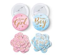 Cgvovgr 40 pines de botón de revelación de género, chico de equipo, chica, color rosa y azul, para baby shower, fiesta, ropa de bebé, suministros de juegos de fiesta