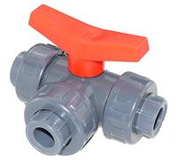 CH Válvula de bola de PVC, 3 vías, orificio en T, 40 mm