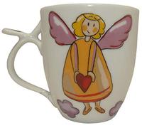 Cha Cult Taza de té de porcelana con diseño de ángel de la guarda (con corazón, rojo)
