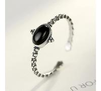 CHABER Fascinantes Anillos Abiertos De Plata De Ley 925 para Mujer Creados con Obsidiana, Anillo De Boda A La Moda, Joyería Fina