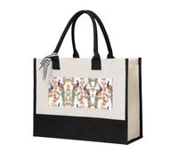 CHAbu Bolsa de regalo de lona de pavo real de gran capacidad para compras, comestibles, fitness, picnics