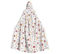CHAbu Capa con capucha de estrella de mar de concha para cosplay, disfraz de la muerte, bruja, vampiros, diablo, fiesta de máscaras