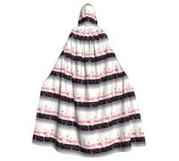 CHAbu Capa con capucha de flamenco rosa con pájaros sobre fondo, disfraz de cosplay de la parca, bruja, vampiros, diablo, fiesta de máscaras